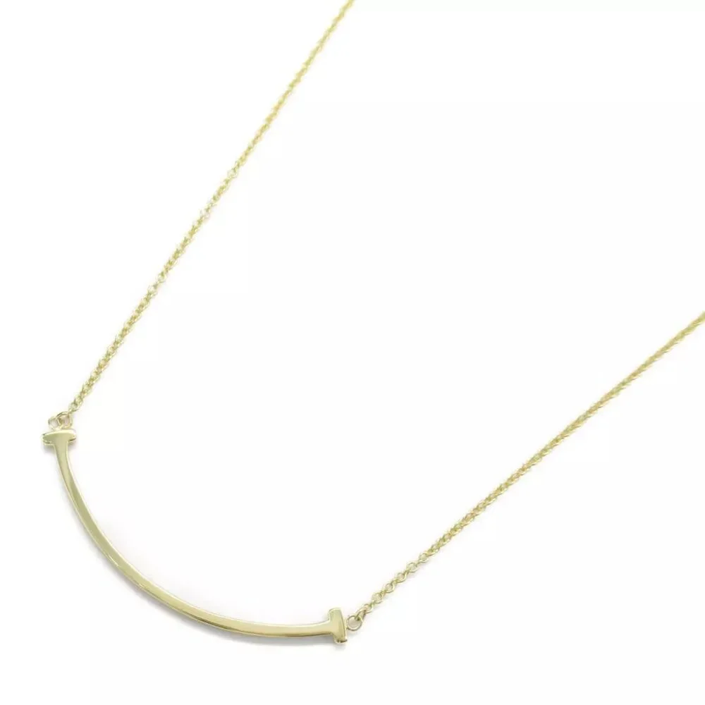 TIFFANY＆CO T Smile Small Necklace pendant K18 Yellow Gold Used